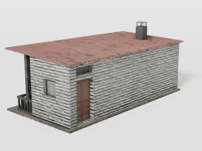 Small rural train stop Low-poly 3D model