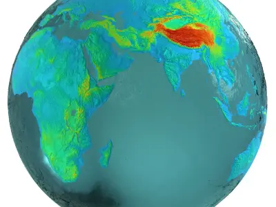 Earth Water 3D Globe Heightmap Shade  Low-poly 3D model