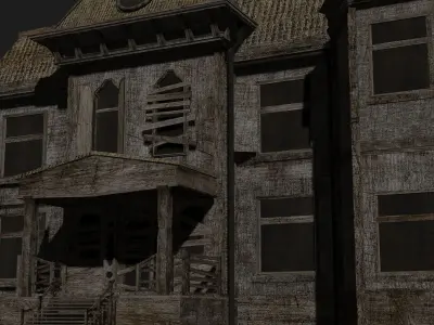 Abandoned old house - realistic low poly Low-poly 3D model