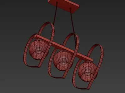 WUMINGHU chandelier with three glass hearts hanging from it 3D model