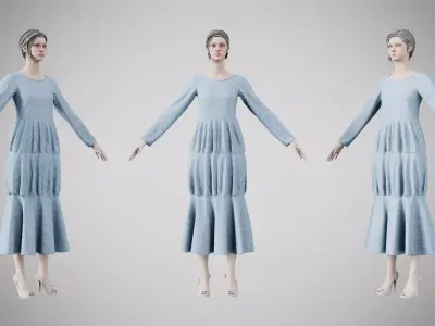 Dress 25 Light Blue Low-poly 3D model