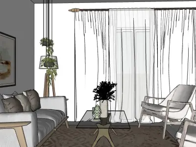 kitchen and living room 3D model