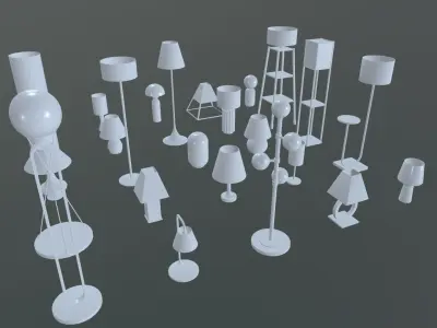 25 Unique Lamps Pack 3D model