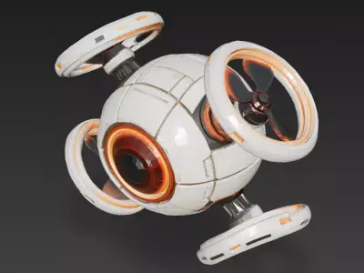 Spherical Recon Drone Low-poly 3D model