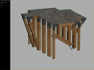 Contemporary Wooden Pergola with Bench 3D model