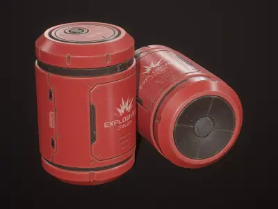 Sci-Fi Explosive Barrel 4 Color Options LODs - PBR Game Ready Low-poly 3D model