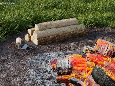  Campfire Scene with Ignition Chair Axe and Firewood 