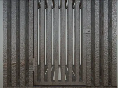 rusty cage with door and latch Low-poly 3D model