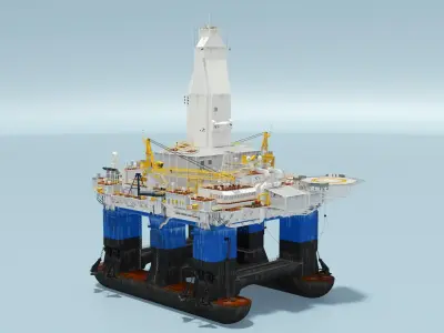  Semi-Submersible Offshore Oil Rig Platform 