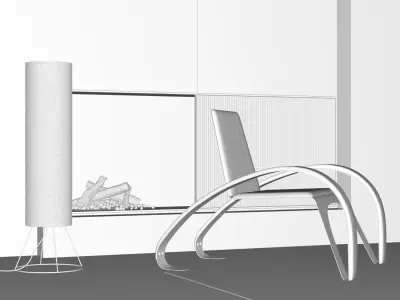 Chair and Floor Lamp 3D model