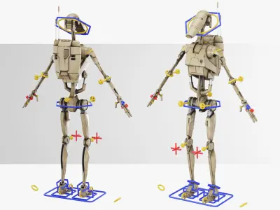 Star Wars Battle Droid Rigged Low-poly 3D model