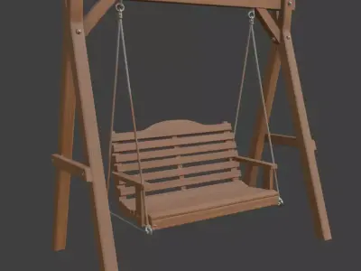 Wooden Porch Swing 3D model