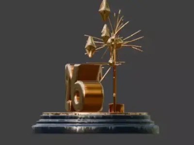 Golden 2026 New Year Celebration 3D Sculpture Low-poly 3D model