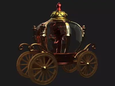 Chinese Ancient Carriage with red rose Figure  Low-poly 3D model