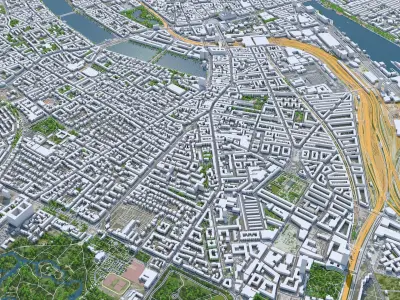 Copenhagen Downtown Denmark Low-poly 3D model
