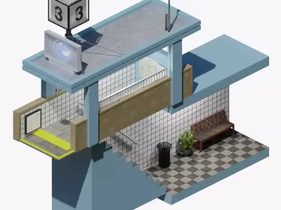 Underground platform building 3D model