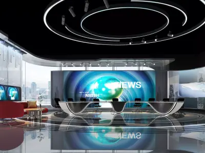 Virtual Broadcast Studio Low-poly 3D model