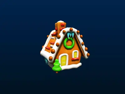 Cartoon Style GingerBread House Low-poly 3D model
