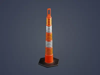 Traffic-Crowd Barrier Control - Delineator Channelizer Post  Low-poly 3D model