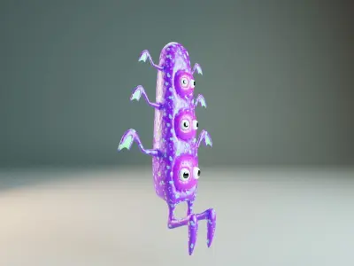 creature in purple pink green Low-poly 3D model