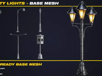 30 City Lights Base Mesh - VOL 02  - Game Ready  Low-poly 3D model