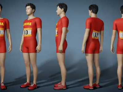 Original Track and Field athletes sprinters Male athletes 3D model