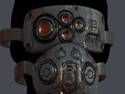 Gas mask helmet 3d model scifi Low-poly Low-poly 3D model