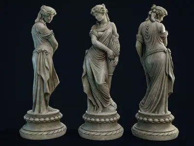 Garden Statue 4 PBR Low-poly 3D model