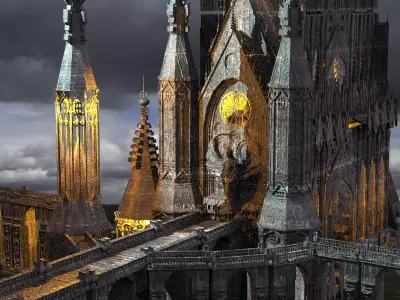 Dark Gothic Cathedral Dagon Architecture 2  3D model