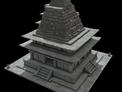 Mireuksaji Stone Pagoda Low-poly 3D model