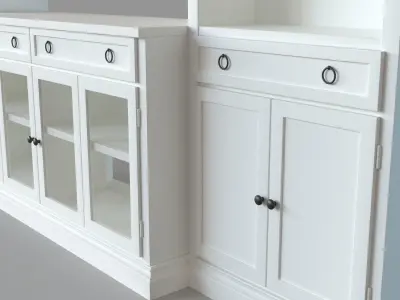 Cameo Modular White Glass Door Media Entertainment Center 3D model