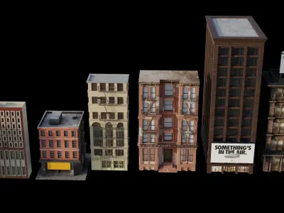 City Buildings in blender Low-poly 3D model