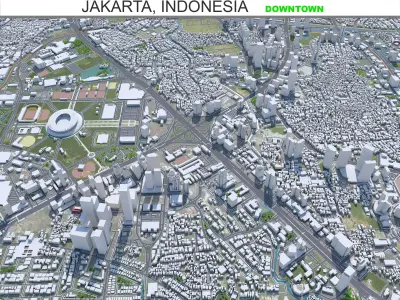 Jakarta Downtown Indonesia Low-poly 3D model