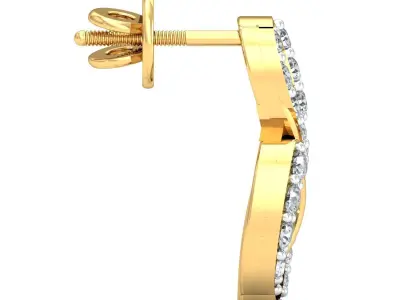 Yellow gold diamond earring-P3 PSER-04 3D print model
