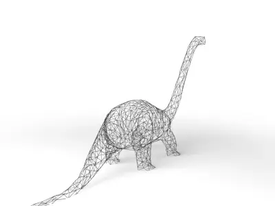 Bronchosaurus Wireframe Low-poly 3D model