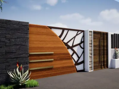 Compound wall entrance gate  design 3D model