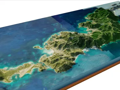 Tortola island Full 3D model terrain 3D model