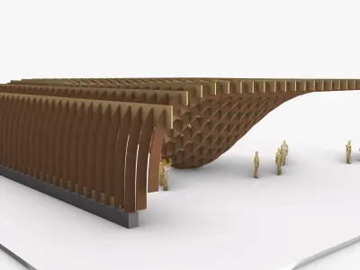 Parabolic Pergola Wooden Structure 3D model