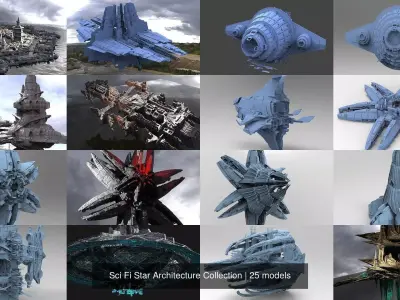 Sci Fi Star Architecture Collection 3D Model Pack