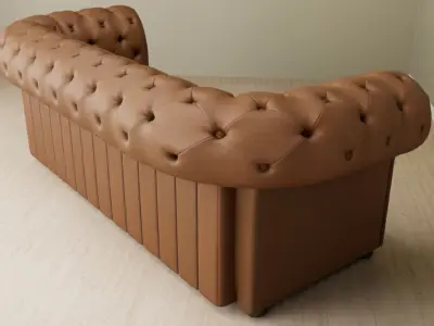 Chesterfield Style Leather Sofa 3D Model Low-poly 3D model