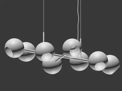  8 Light Staggered Glass Chandelier 3D model