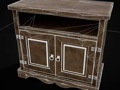 Medieval Antique Small Cabinet Low-poly 3D model