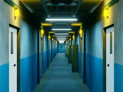 Modular Basement Corridor - Game Ready - PBR