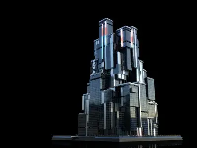 Futuristic Future Modern City Building Skyscraper 05 3D model