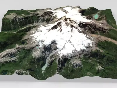 Mountain landscape Volcano Tronador Andes Mountains Chile 3D model