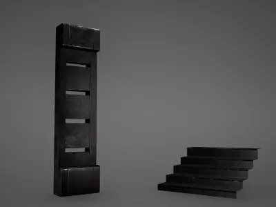 Cyberpunk Pillar and Stairs Low Poly  Game Ready Low-poly 3D model