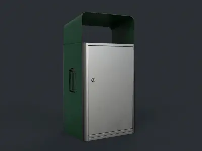Street Trash Can 17 PBR Game Ready Low-poly 3D model