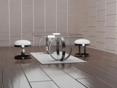 Modern dining Set Low-poly 3D model