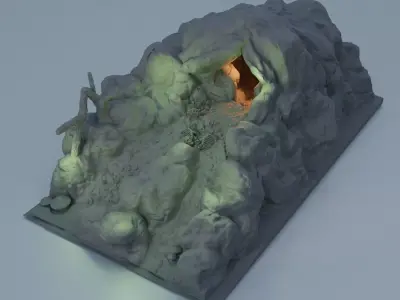 Troll Cave Tabletop Terrain 28 mm 3D print model