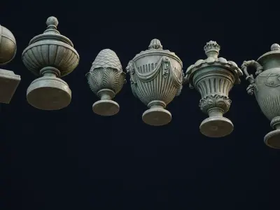 Garden Urns Caps Low-poly 3D model